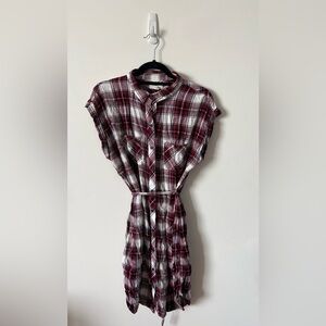 BLL New York Plaid Shirt Dress - Red, Black & White | Size L